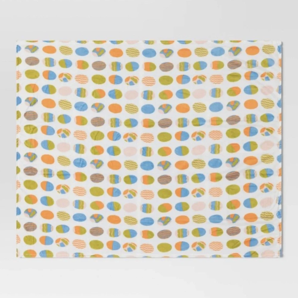 Easter Eggs Printed Plush Throw Blanket Multicolor Spring - Room Essentials